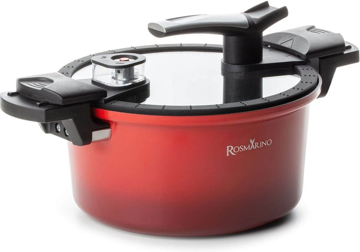 Rosmarino - Snelkookpan Met Glazen Deksel - Zwart - Ø24cm - 5 Liter - 100% PFAS & PFOA Vrij - Aluminium - Pressure Cooker - Non-stick Minerale Coating - Ergonomische Handgrepen - Geschikt Voor Alle Warmtebronnen 3 Rosmarino - Snelkookpan Met Glazen Deksel - Zwart - Ø24cm - 5 Liter - 100% PFAS & PFOA Vrij - Aluminium - Pressure Cooker - Non-stick Minerale Coating - Ergonomische Handgrepen - Geschikt Voor Alle Warmtebronnen