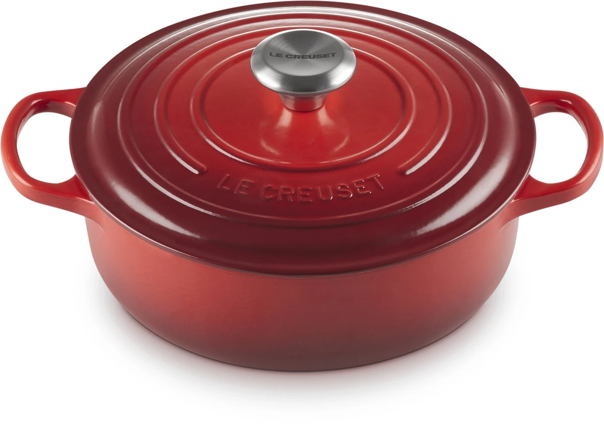 Le Creuset - Gietijzeren - Lage Braadpan - 24cm - Kersenrood 5 Le Creuset - Gietijzeren - Lage Braadpan - 24cm - Kersenrood - Afbeelding 3