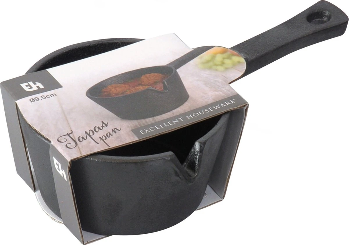 Excellent Houseware Gietijzeren Saus/tapas/serveerpannetje Met Steel - D9,5 Cm 4 Excellent Houseware Gietijzeren Saus/tapas/serveerpannetje Met Steel - D9,5 Cm - Afbeelding 2