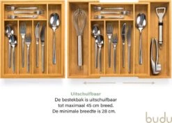 Budu Uitschuifbare Bamboe Bestekbak #33,5 (33,5 Cm Diep) - Bestekcassette Hout - Besteklade - 33,5 X 28 - 45 Cm - 5/7 Vakken 12 Budu Uitschuifbare Bamboe Bestekbak #33,5 (33,5 Cm Diep) - Bestekcassette Hout - Besteklade - 33,5 X 28 - 45 Cm - 5/7 Vakken -Keuken Benodigdheden Winkel 1200x855