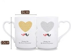 Faseras Liefdesmok/Couple Mok - Liefdesgeschenk - Huwelijksgeschenk - Hartje/Vogeltje - Porselein - 360ml - Wit -Keuken Benodigdheden Winkel 1200x875 3