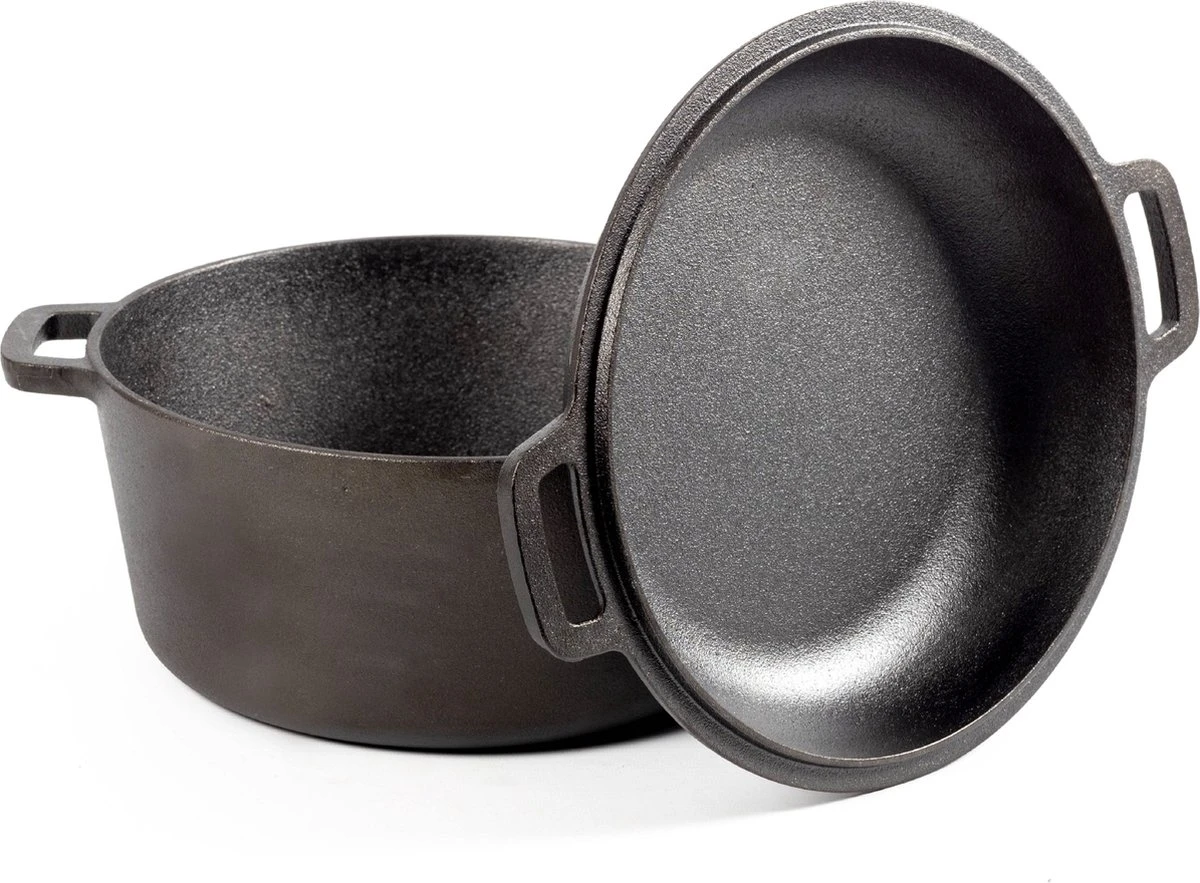 Daumonet Ducasse Gietijzeren Double Use Braadpan - Combi Sudderpan Zwart - 2-in-1 Bak- En Braadpan - PFAS & PFOA Vrij - Rond - Ø 26 Cm - 4,4 Liter - Emaille - Alle Warmtebronnen - Elektrisch - Gas - Halogeen - Inductie - Keramisch 3 Daumonet Ducasse Gietijzeren Double Use Braadpan - Combi Sudderpan Zwart - 2-in-1 Bak- En Braadpan - PFAS & PFOA Vrij - Rond - Ø 26 Cm - 4,4 Liter - Emaille - Alle Warmtebronnen - Elektrisch - Gas - Halogeen - Inductie - Keramisch