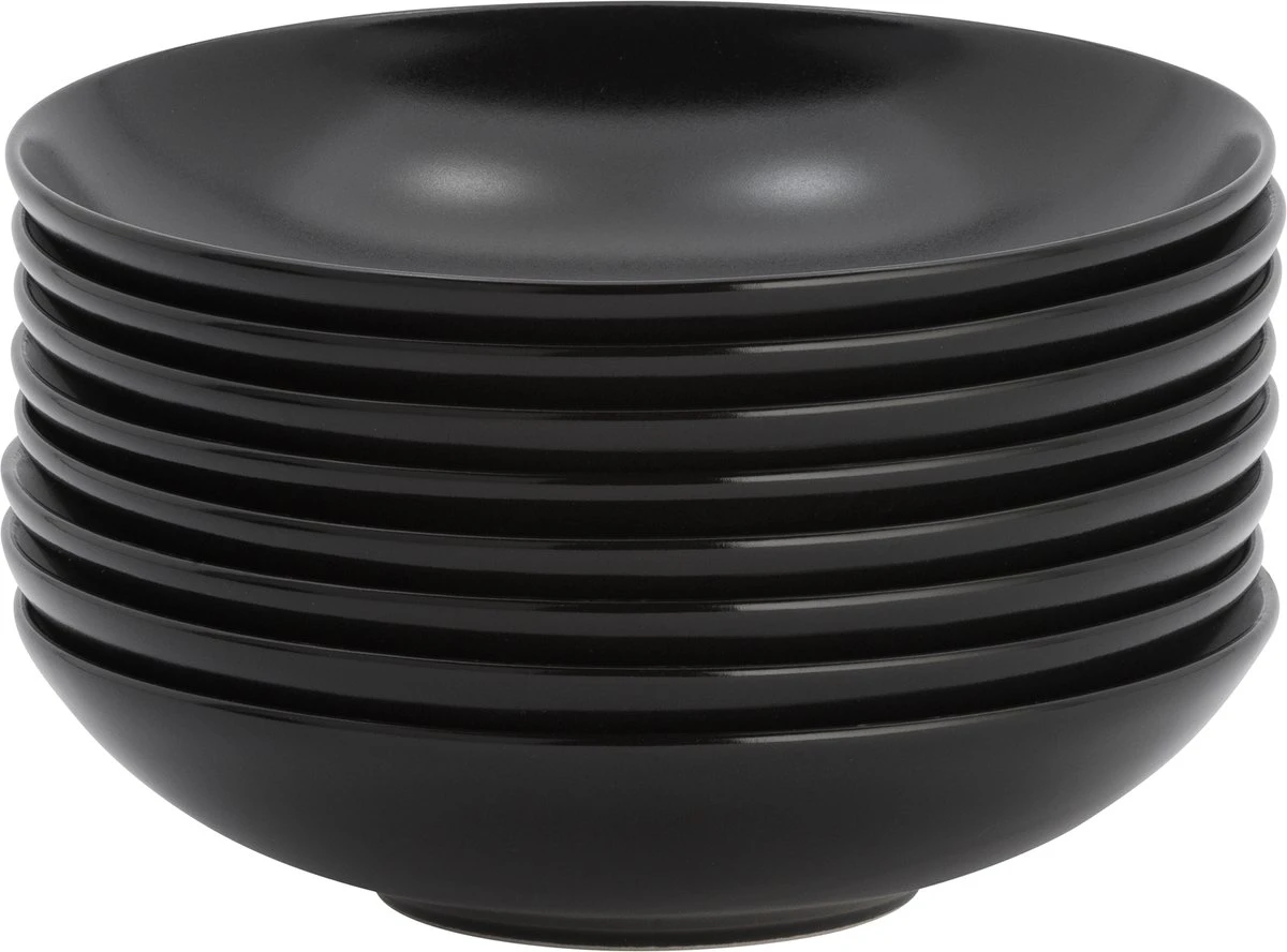 Lite-Body Hermes Pastabord - Set Van 8 Stuks - 21 Cm - Aardewerk - Zwart Mat 3 Lite-Body Hermes Pastabord - Set Van 8 Stuks - 21 Cm - Aardewerk - Zwart Mat