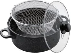 Benson Frituurpan Met Korf - Ø 26 Cm - Carbonstaal Met Marmer Coating