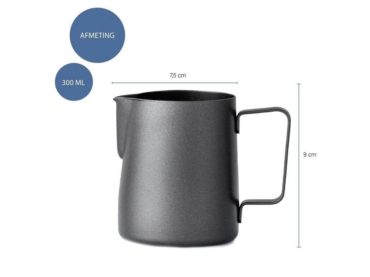 Krumble Melkkannetje 300ml / RVS Melkopschuimkan / Melkkan / Antraciet - Zwart 10 Krumble Melkkannetje 300ml / RVS Melkopschuimkan / Melkkan / Antraciet - Zwart - Afbeelding 8