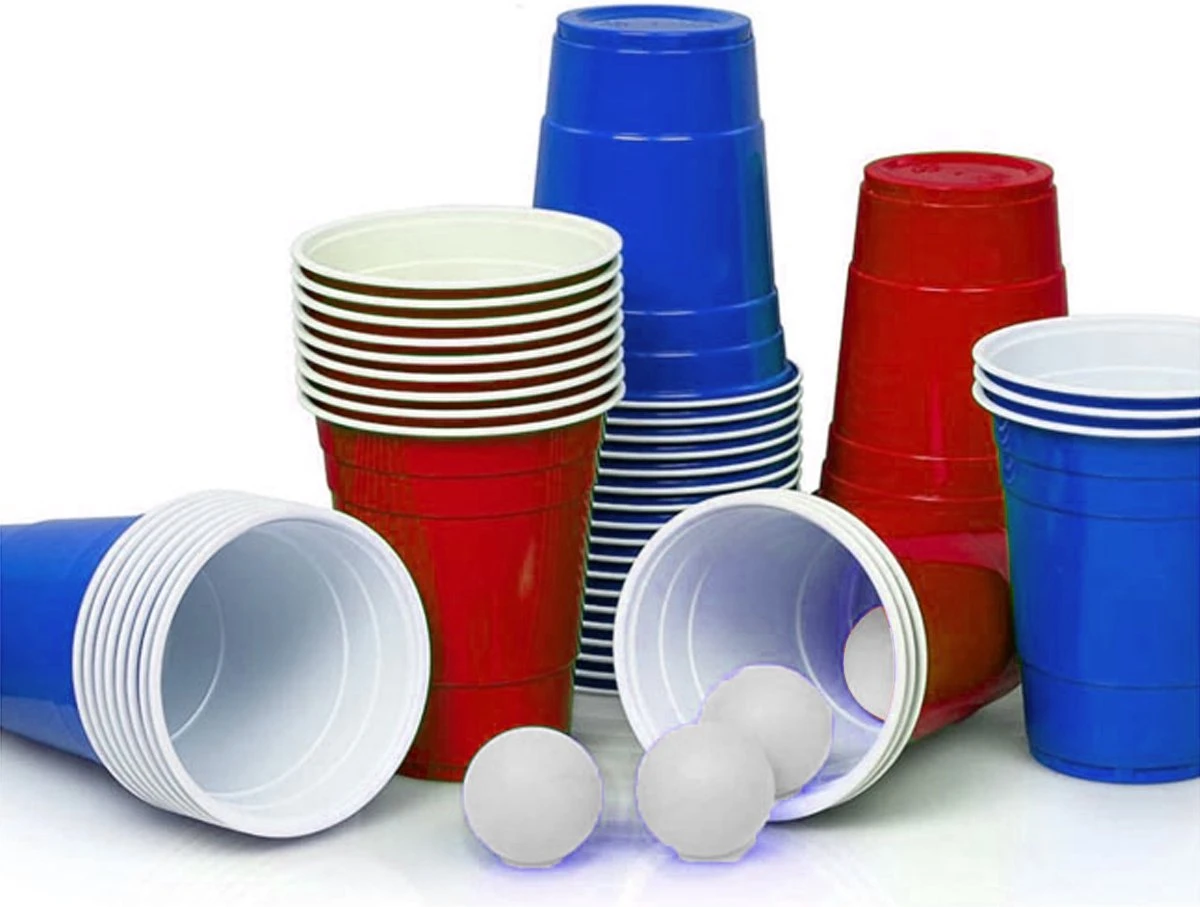 Merkloos Beerpong - 50 Stuk(s) Blue Cups & Red Cups Inc. 3 Ballen - Beerpong Drankspel - Plastic Bekers 3 Merkloos Beerpong - 50 Stuk(s) Blue Cups & Red Cups Inc. 3 Ballen - Beerpong Drankspel - Plastic Bekers