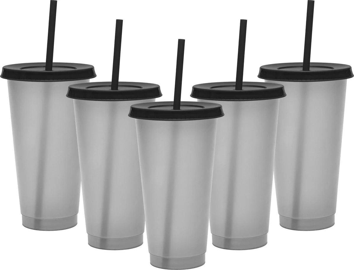 Herbruikbare Bekers Met Rietje En Deksel Van Plastic – Starbucks Design – Drinkbekers Met Rietje – Kleur Veranderende Beker 3 Herbruikbare Bekers Met Rietje En Deksel Van Plastic – Starbucks Design – Drinkbekers Met Rietje – Kleur Veranderende Beker
