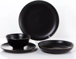 Serviesset 24-delig 6 Personen - Zwart-Goud