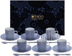 Tokyo Design Studio Nippon Blue Espresso Serviesset - 6 Personen - 18 Stuks - Porselein