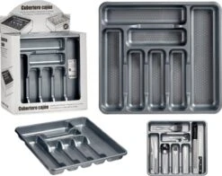 Kunststof Bestekbak/bestekhouder 7-vaks Grijs 42 X 39 Cm - Keukenlade/besteklade Inzetbakken -Keuken Benodigdheden Winkel 1200x951