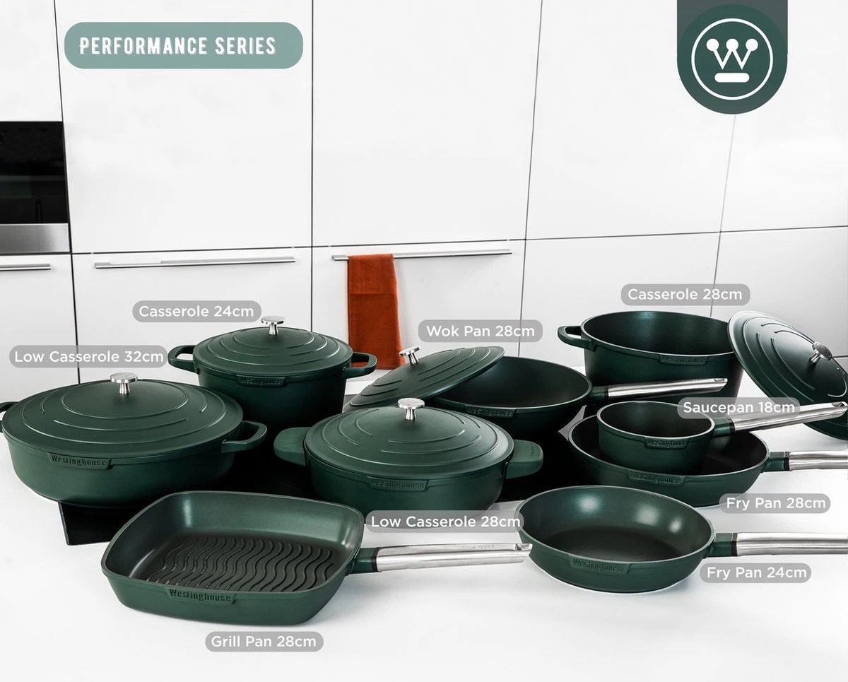 Westinghouse Performance Series - Hapjespan Inductie Met Deksel - 28cm Sauteerpan - Oven Geschikt - Groen 8 Westinghouse Performance Series - Hapjespan Inductie Met Deksel - 28cm Sauteerpan - Oven Geschikt - Groen - Afbeelding 6