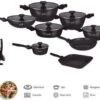 Swiss Homes® | 33 - Delige Steengoeden Pannenset | Afneembare Handgrepen, 6 Potten + 2 Pannen + Pollepelbodem + 2 Pollepels + 6 Deksels + 12 Handgrepen + Accessoire. - | PFAS-Vrij | Zwart -Keuken Benodigdheden Winkel 1200x966 2
