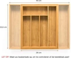 Budu Uitschuifbare Bamboe Bestekbak #33,5 (33,5 Cm Diep) - Bestekcassette Hout - Besteklade - 33,5 X 28 - 45 Cm - 5/7 Vakken 14 Budu Uitschuifbare Bamboe Bestekbak #33,5 (33,5 Cm Diep) - Bestekcassette Hout - Besteklade - 33,5 X 28 - 45 Cm - 5/7 Vakken -Keuken Benodigdheden Winkel 1200x984