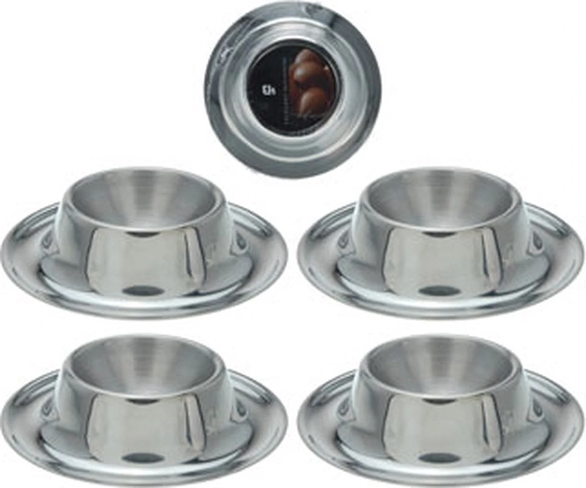 Excellent Houseware - Eierdopjes Set Van 4 Stuks Ø 8.5cm - RVS Metaal