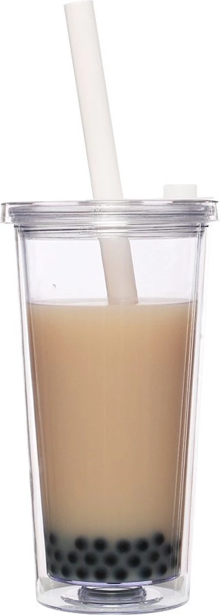 Merkloos Beker Met Rietje Deksel En Schoonmaakborstel - 550 Ml - Transparant - Herbruikbare Plastic Drinkbeker - Dubbelwandig - Koffiebeker To Go Beker 4 Merkloos Beker Met Rietje Deksel En Schoonmaakborstel - 550 Ml - Transparant - Herbruikbare Plastic Drinkbeker - Dubbelwandig - Koffiebeker To Go Beker - Afbeelding 2