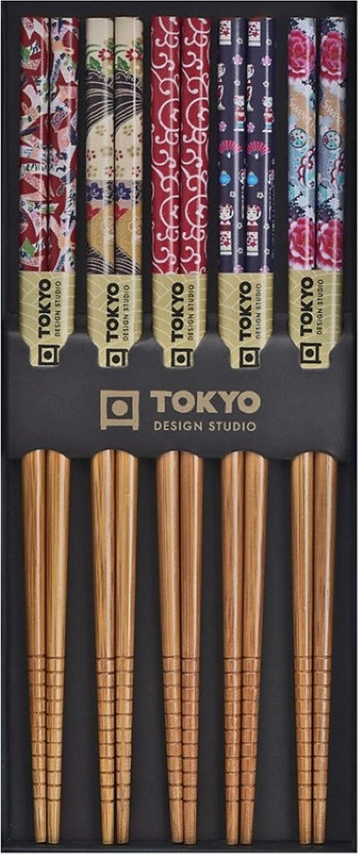 Tokyo Design Studio – Chopstick Set – Eetstokjes - Gekleurd – 5 Paar 3 Tokyo Design Studio – Chopstick Set – Eetstokjes - Gekleurd – 5 Paar