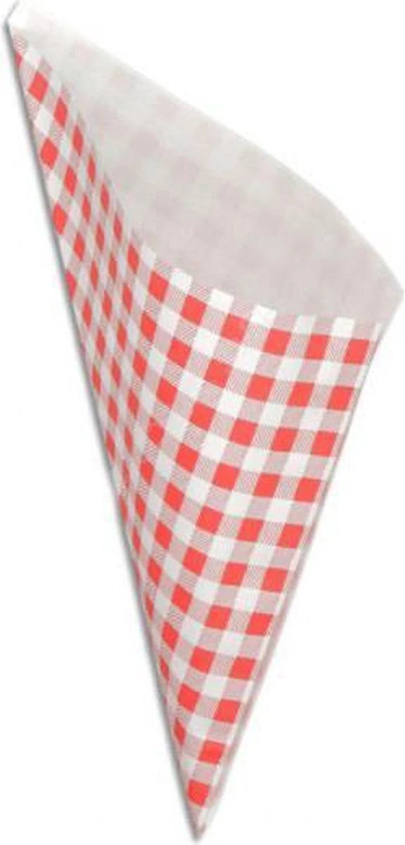 Papieren Frietzak | 50 Stuks |Rode Ruitjes | Puntzak | Frietzakjes | Patatzak 3 Papieren Frietzak | 50 Stuks |Rode Ruitjes | Puntzak | Frietzakjes | Patatzak