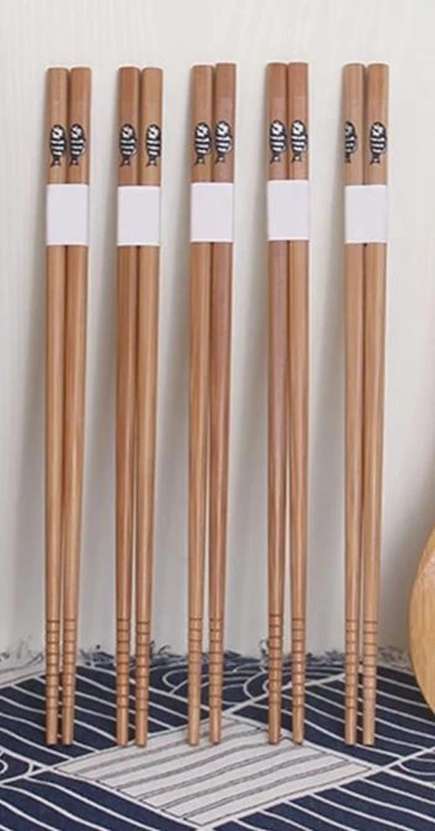 Chopsticks - Bamboe - 5 Paar - Sushi - Giftset 5 Chopsticks - Bamboe - 5 Paar - Sushi - Giftset - Afbeelding 3