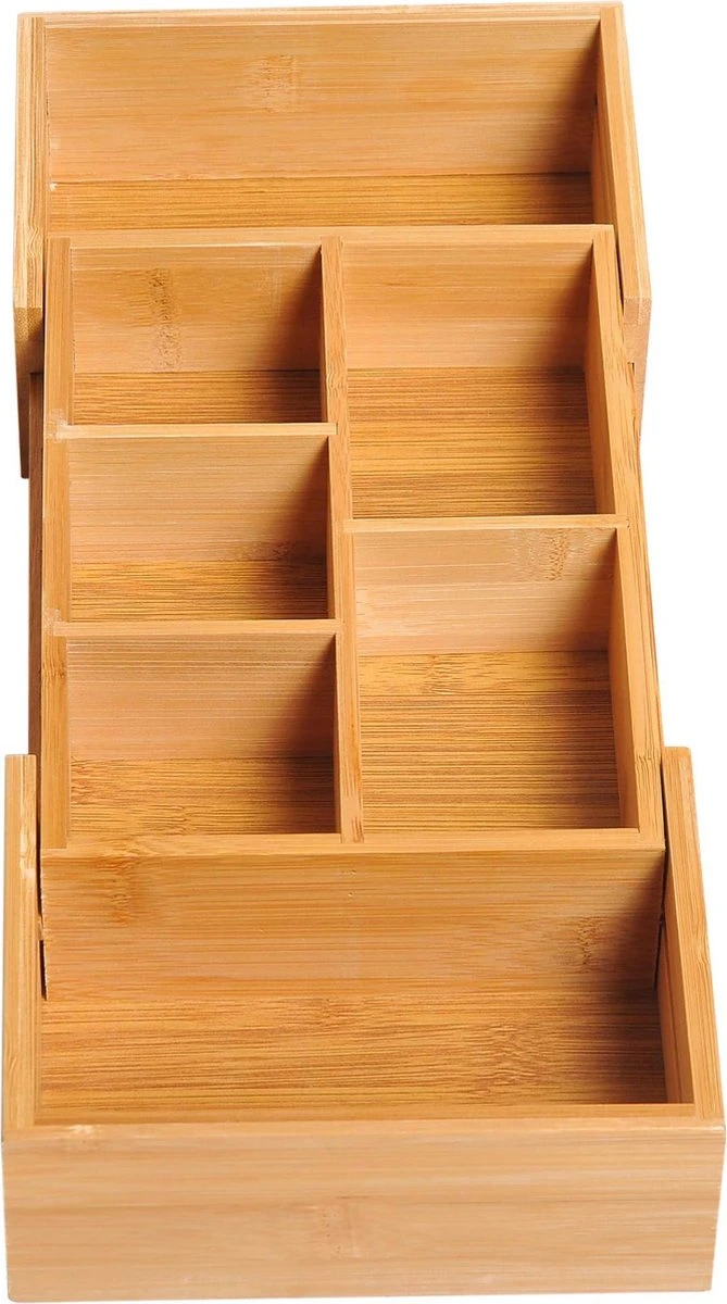 Verstelbare Lade Organizer - Voor Bestek/Keuken/Bureau/Make-Up/Accessoires – Uitschuifbare Lade Inzet Verdeler - Opbergbak Doos - Verstelbaar In 5 Of 7 Compartimenten - Duurzaam Bamboe Hout 5 Verstelbare Lade Organizer - Voor Bestek/Keuken/Bureau/Make-Up/Accessoires – Uitschuifbare Lade Inzet Verdeler - Opbergbak Doos - Verstelbaar In 5 Of 7 Compartimenten - Duurzaam Bamboe Hout - Afbeelding 3