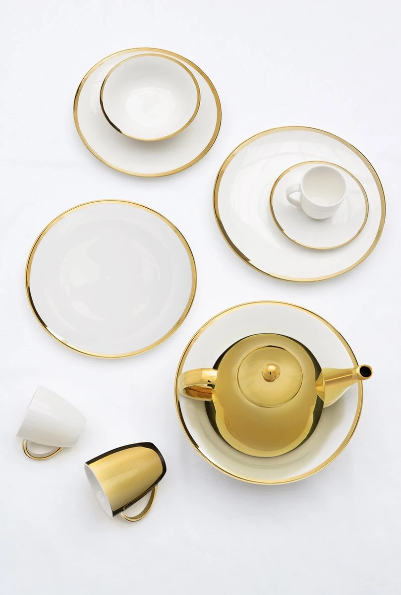 Vtwonen Serviesset - Wit/Goud - Porselein - 36-Delig 7 Vtwonen Serviesset - Wit/Goud - Porselein - 36-Delig - Afbeelding 5