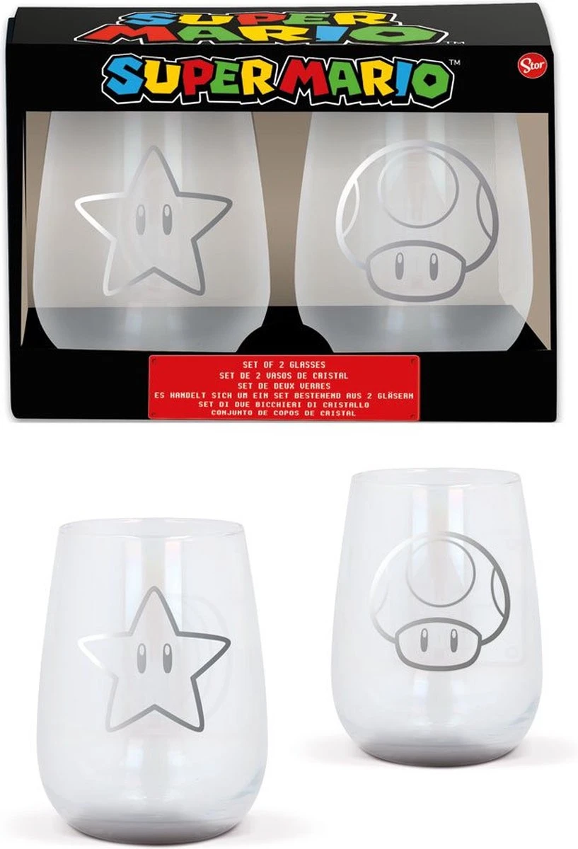 Storline Nintendo - Super Mario Crystal Glasses 2-pack 4 Storline Nintendo - Super Mario Crystal Glasses 2-pack - Afbeelding 2