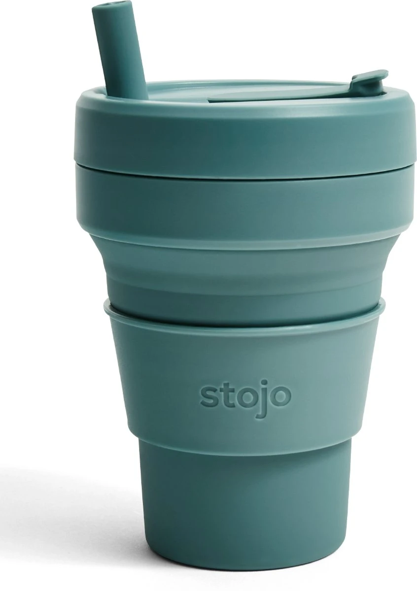 Stojo - Biggie Cup - 470 Ml - Herbruikbaar - Opvouwbaar - Groen 9 Stojo - Biggie Cup - 470 Ml - Herbruikbaar - Opvouwbaar - Groen - Afbeelding 7