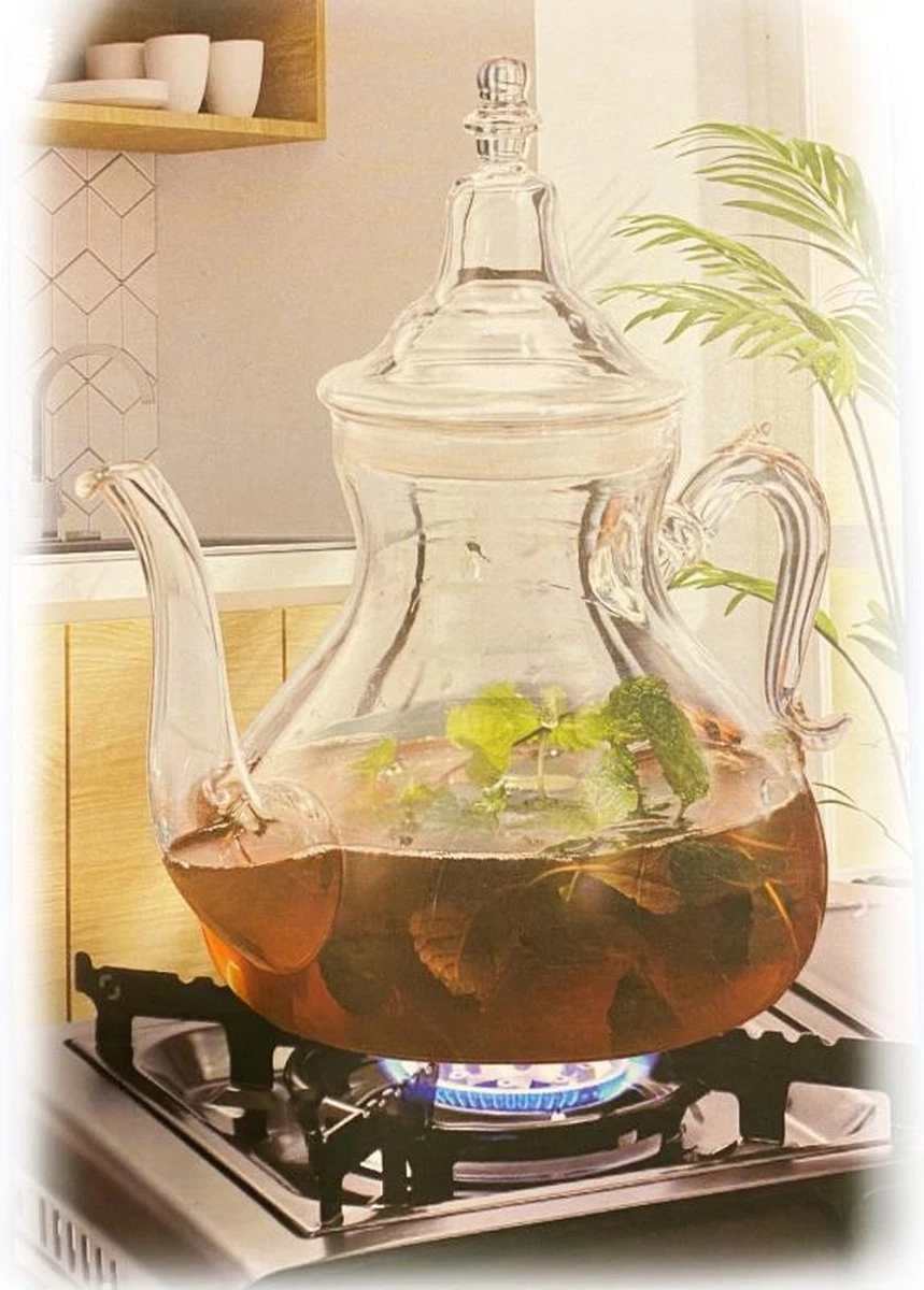 Oosterse Glazen Theepot 1.8 Liter 3 Oosterse Glazen Theepot 1.8 Liter