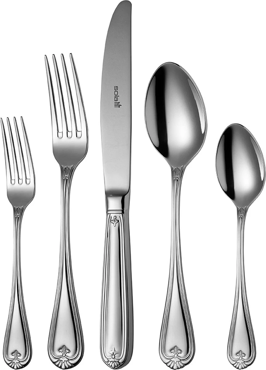 Sola Bestekset Symphony - Klassiek - 6 Persoons - 50 Delig - Zilverwit Edelstaal 18/10 - RVS - Zilver 3 Sola Bestekset Symphony - Klassiek - 6 Persoons - 50 Delig - Zilverwit Edelstaal 18/10 - RVS - Zilver
