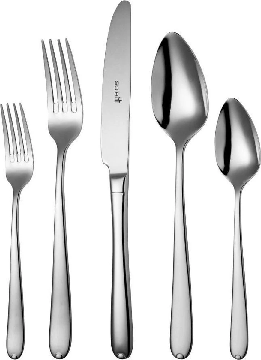 Sola Bestekset Fleurie - Modern - 12 Persoons - 64 Delig - Zilverwit Edelstaal 18/10 - RVS - Zilver 3 Sola Bestekset Fleurie - Modern - 12 Persoons - 64 Delig - Zilverwit Edelstaal 18/10 - RVS - Zilver