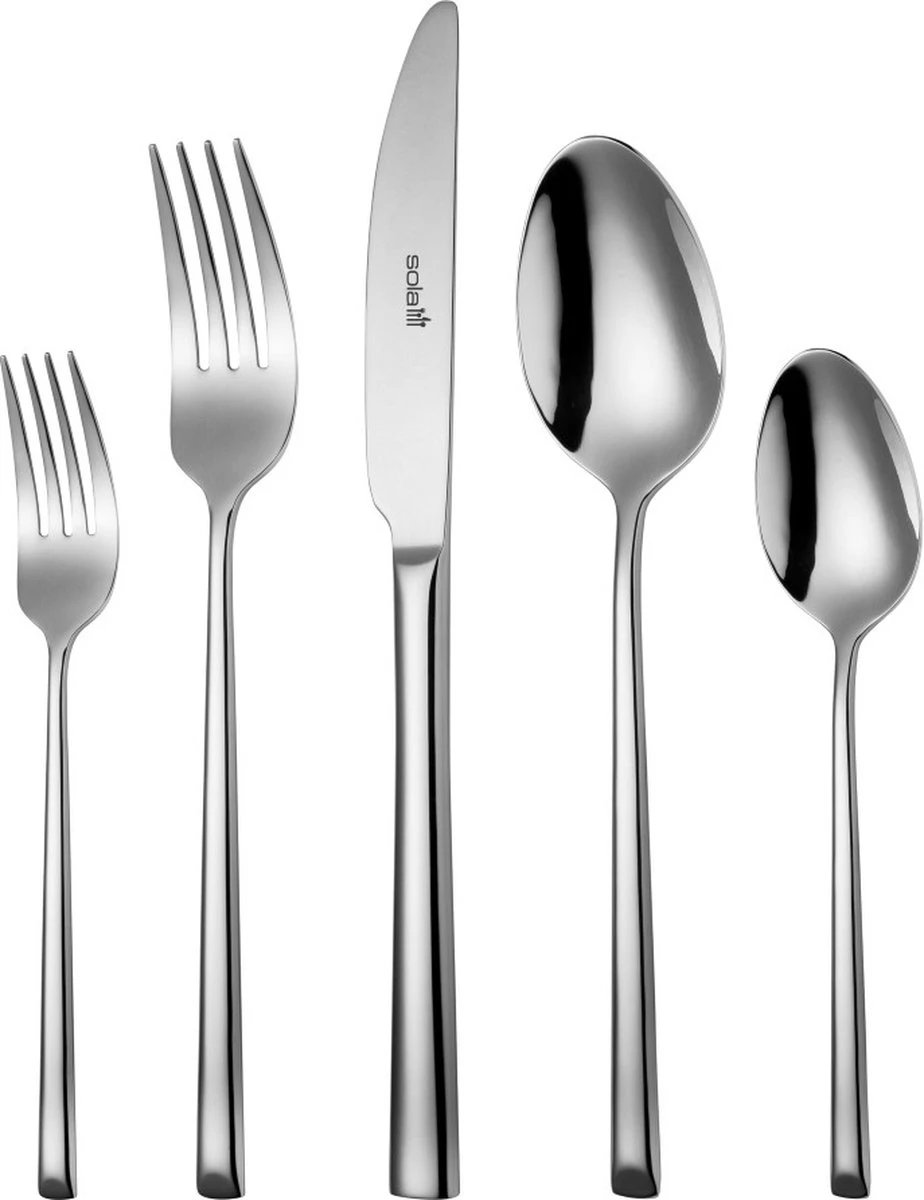 Sola Bestekset Luxor - Modern - 9 Persoons - 90 Delig - Zilverwit Edelstaal 18/10 - RVS - Zilver 3 Sola Bestekset Luxor - Modern - 9 Persoons - 90 Delig - Zilverwit Edelstaal 18/10 - RVS - Zilver
