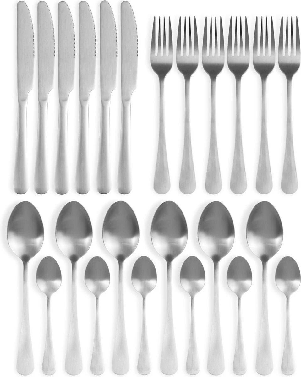 Magani - Zilveren Bestekset - Roestvrij Staal - 24-delig - Voor Zes Personen - PVD Coating 7 Magani - Zilveren Bestekset - Roestvrij Staal - 24-delig - Voor Zes Personen - PVD Coating - Afbeelding 5