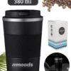Mmoods Thermosbeker Voor Koffie En Thee 380ml - Koffiebeker To Go - Reisbeker Voor Auto - Herbruikbare Drinkfes Voor Warme En Koude Dranken - Ecologische Thermoskan Zwart Geschenk -Keuken Benodigdheden Winkel 960x1200 7